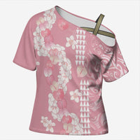 Soft Pink Hawaii Anthurium Plumeria Lei Cross Shoulder Shirt