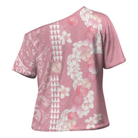 Soft Pink Hawaii Anthurium Plumeria Lei Cross Shoulder Shirt
