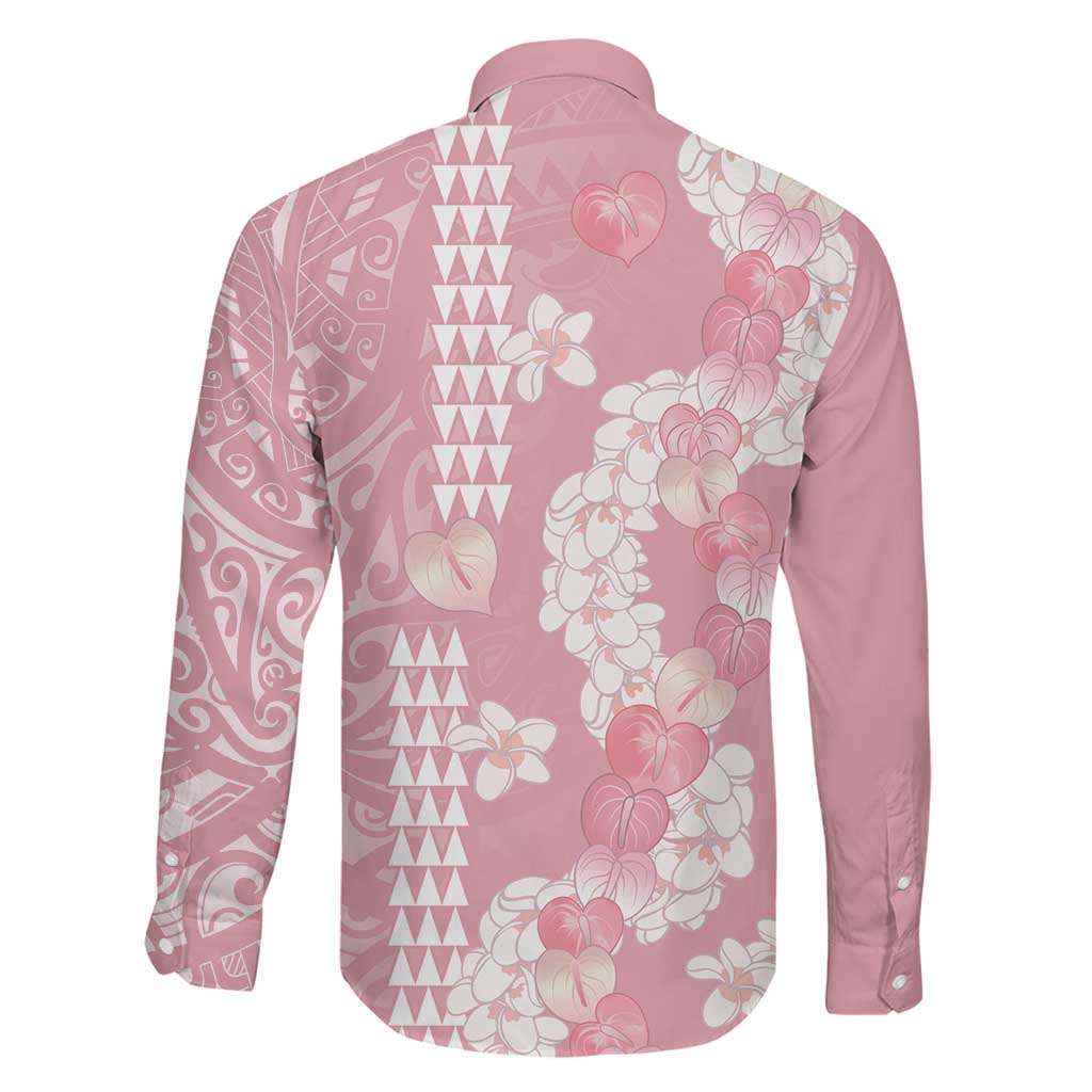 Soft Pink Hawaii Anthurium Plumeria Lei Family Matching Summer Maxi Dress and Hawaiian Shirt