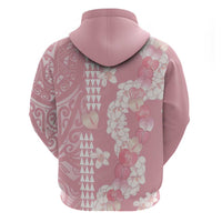 Soft Pink Hawaii Anthurium Plumeria Lei Hoodie