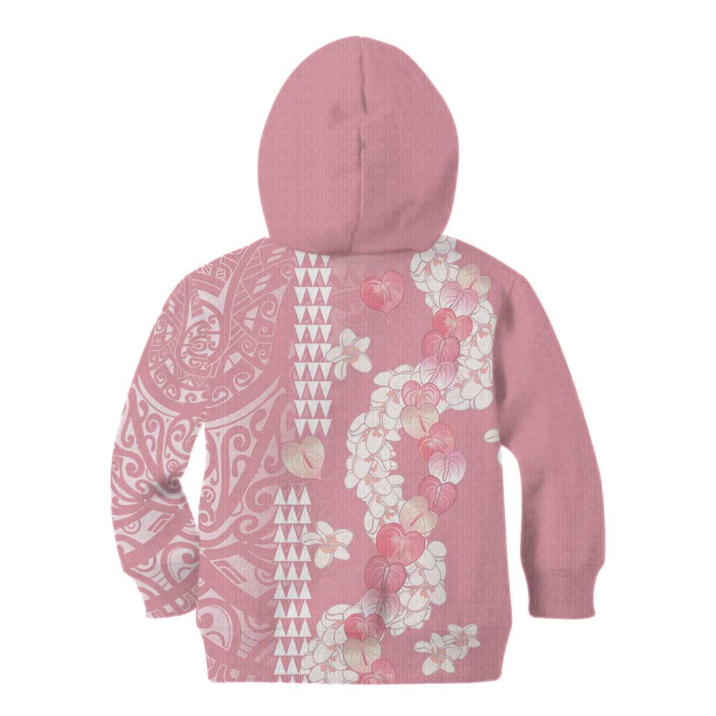 Soft Pink Hawaii Anthurium Plumeria Lei Kid Hoodie