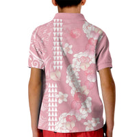 Soft Pink Hawaii Anthurium Plumeria Lei Kid Polo Shirt