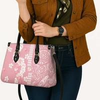 Soft Pink Hawaii Anthurium Plumeria Lei Leather Bag