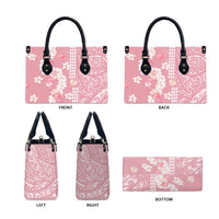 Soft Pink Hawaii Anthurium Plumeria Lei Leather Bag