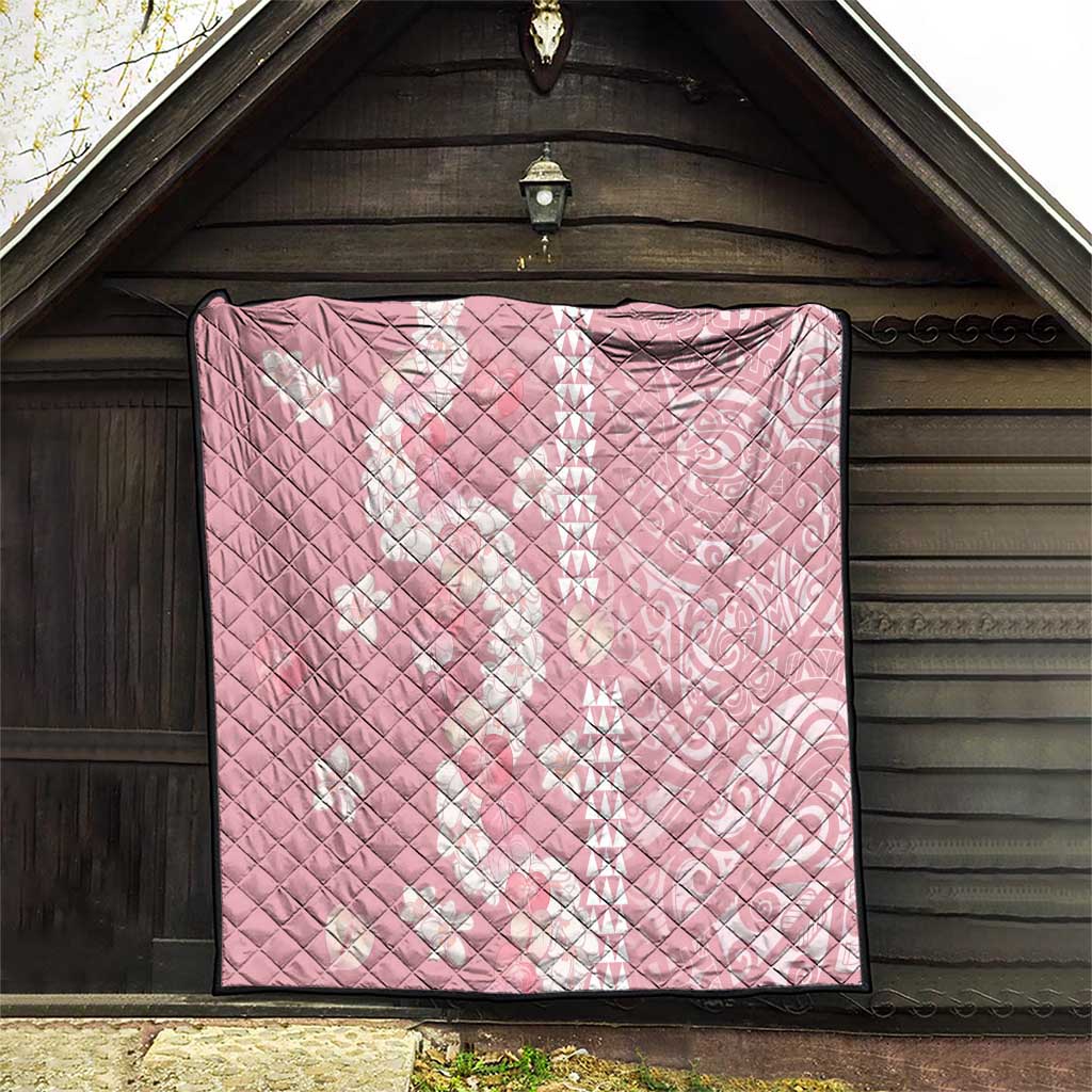 Soft Pink Hawaii Anthurium Plumeria Lei Quilt