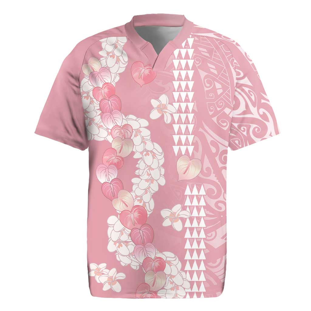Soft Pink Hawaii Anthurium Plumeria Lei Rugby Jersey