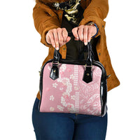 Soft Pink Hawaii Anthurium Plumeria Lei Shoulder Handbag