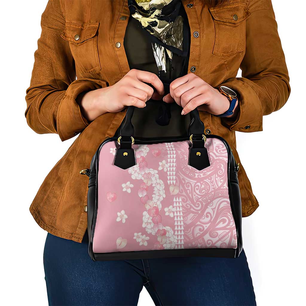 Soft Pink Hawaii Anthurium Plumeria Lei Shoulder Handbag