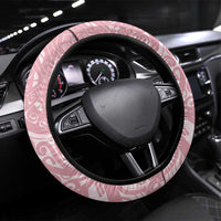 Soft Pink Hawaii Anthurium Plumeria Lei Steering Wheel Cover