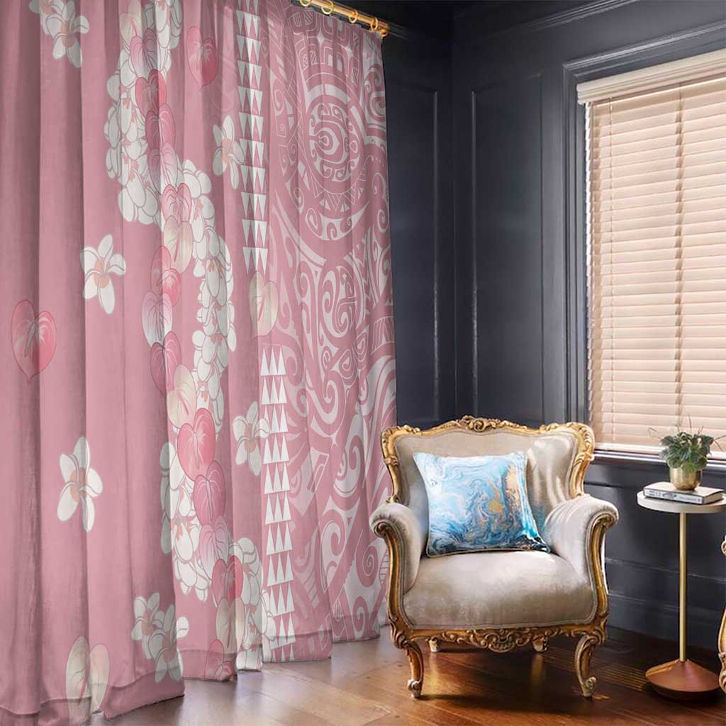 Soft Pink Hawaii Anthurium Plumeria Lei Window Curtain