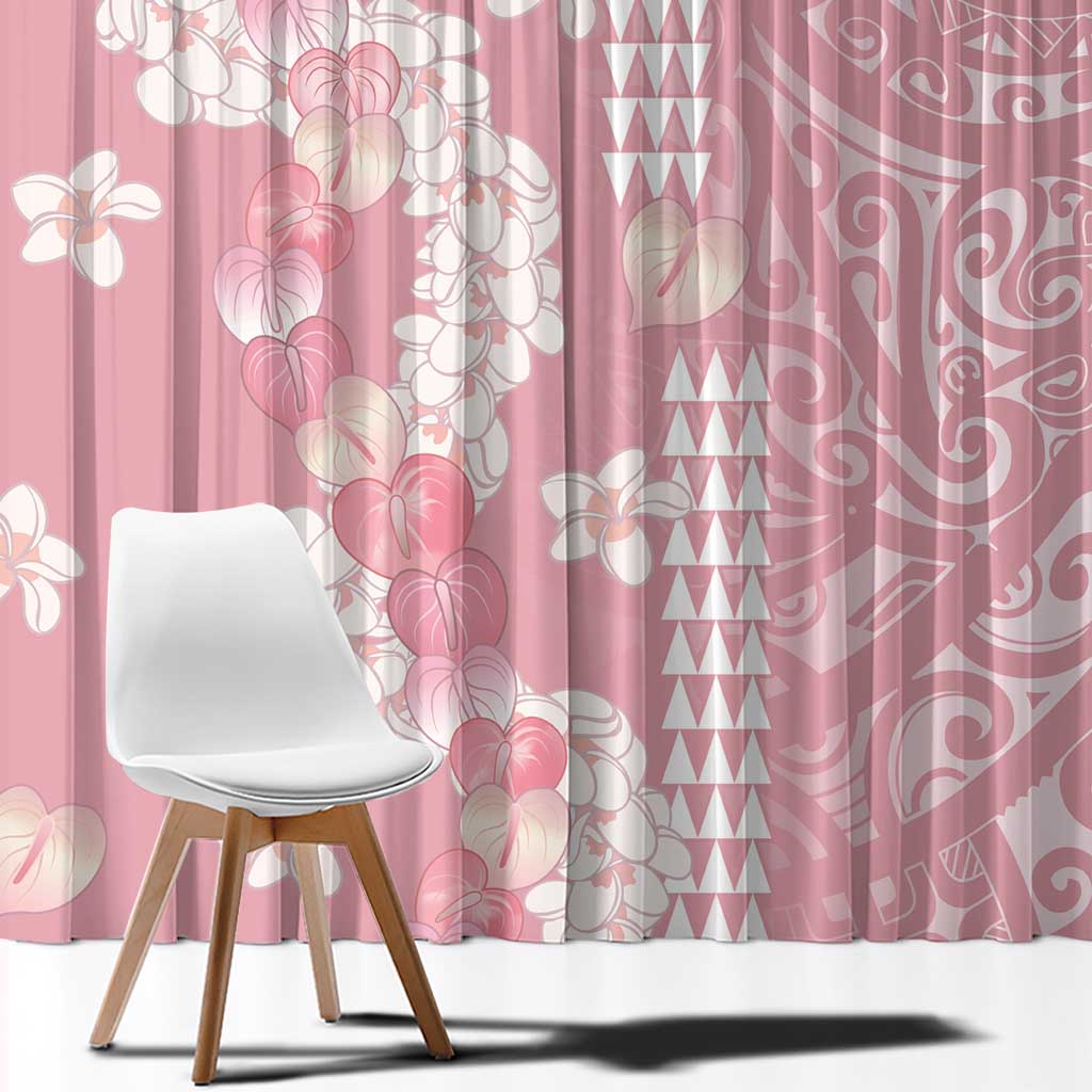 Soft Pink Hawaii Anthurium Plumeria Lei Window Curtain