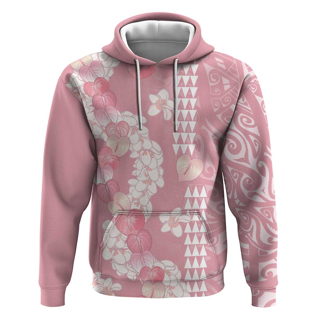 Soft Pink Hawaii Anthurium Plumeria Lei Zip Hoodie