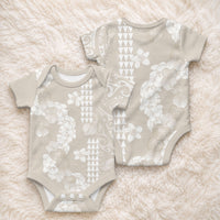 Suede Beige Hawaii Anthurium Plumeria Lei Baby Onesie LT9 - Polynesian Pride