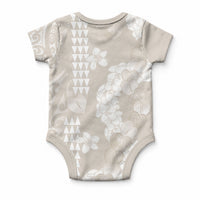 Suede Beige Hawaii Anthurium Plumeria Lei Baby Onesie LT9 - Polynesian Pride