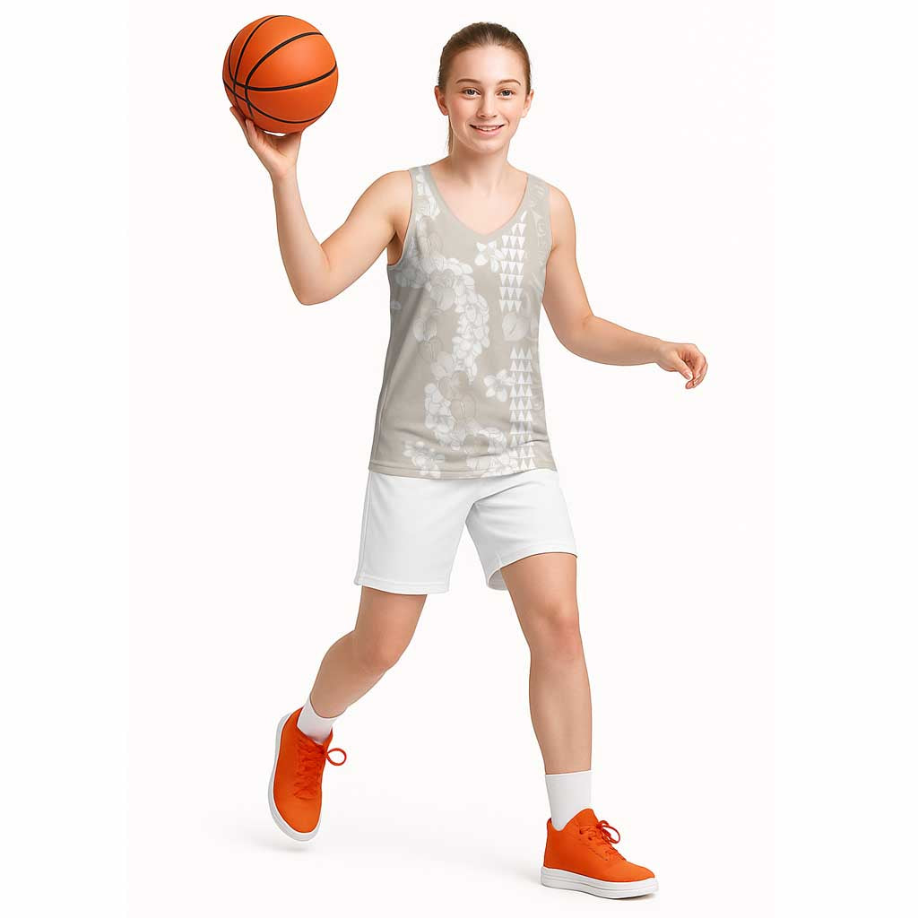 Suede Beige Hawaii Anthurium Plumeria Lei Basketball Jersey