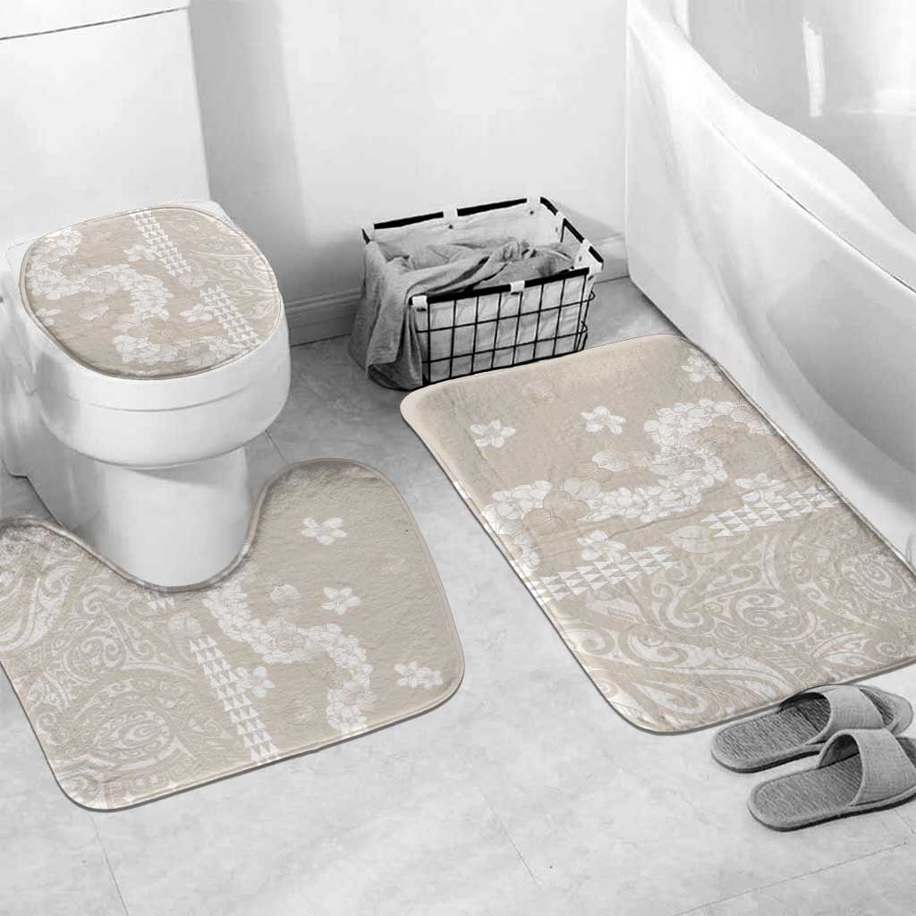 Suede Beige Hawaii Anthurium Plumeria Lei Bathroom Set