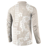 Suede Beige Hawaii Anthurium Plumeria Lei Button Sweatshirt