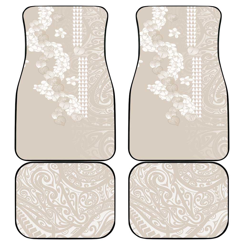 Suede Beige Hawaii Anthurium Plumeria Lei Car Mats