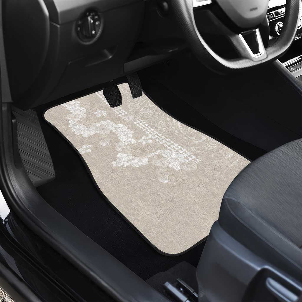 Suede Beige Hawaii Anthurium Plumeria Lei Car Mats