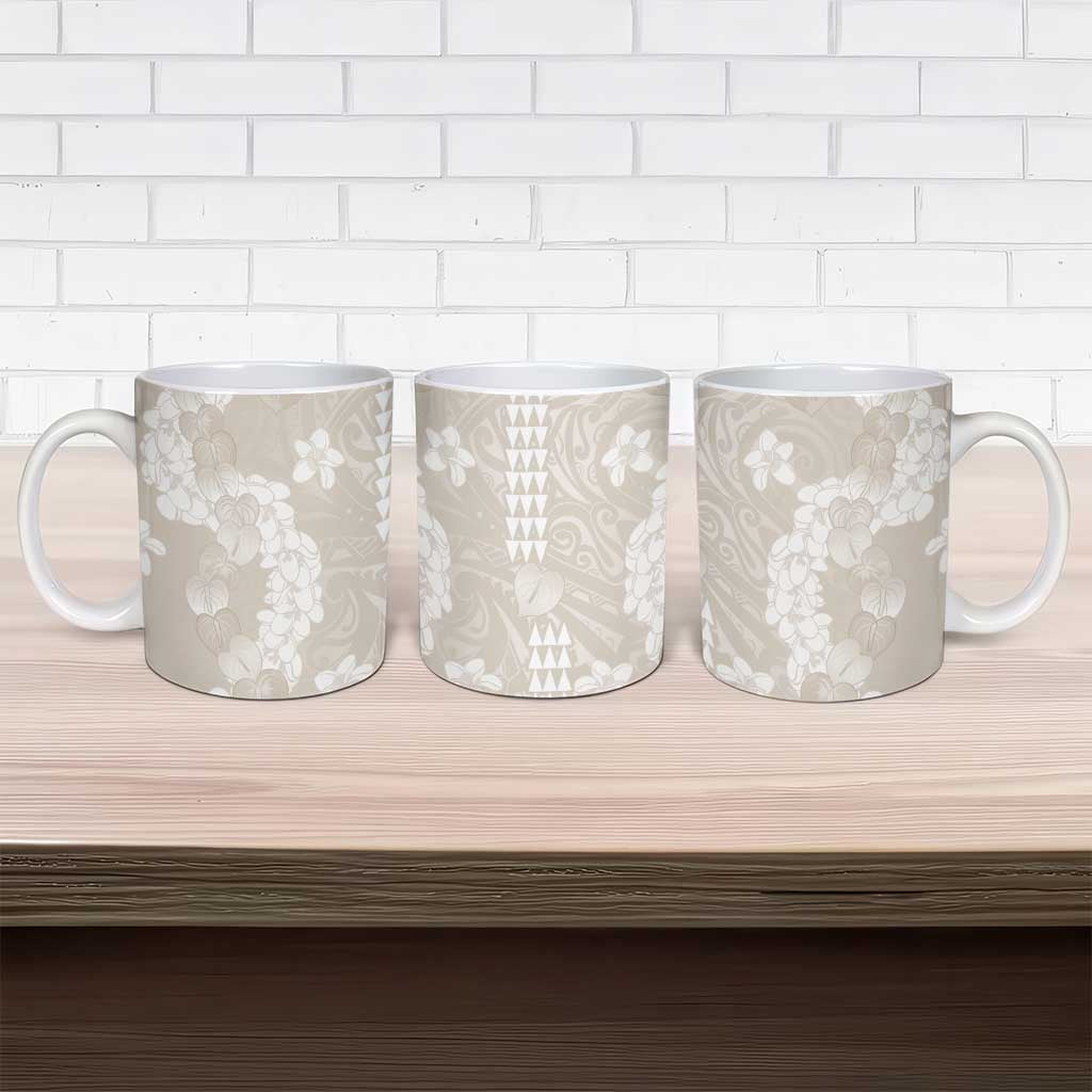 Suede Beige Hawaii Anthurium Plumeria Lei Ceramic Mug
