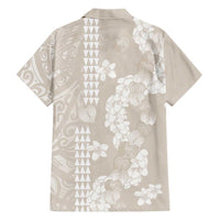 Suede Beige Hawaii Anthurium Plumeria Lei Family Matching Tank Maxi Dress and Hawaiian Shirt LT9 - Polynesian Pride