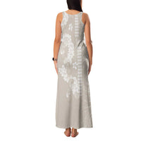 Suede Beige Hawaii Anthurium Plumeria Lei Family Matching Tank Maxi Dress and Hawaiian Shirt LT9 - Polynesian Pride