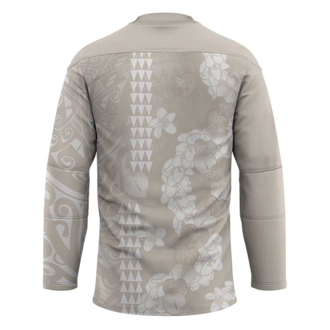 Suede Beige Hawaii Anthurium Plumeria Lei Hockey Jersey