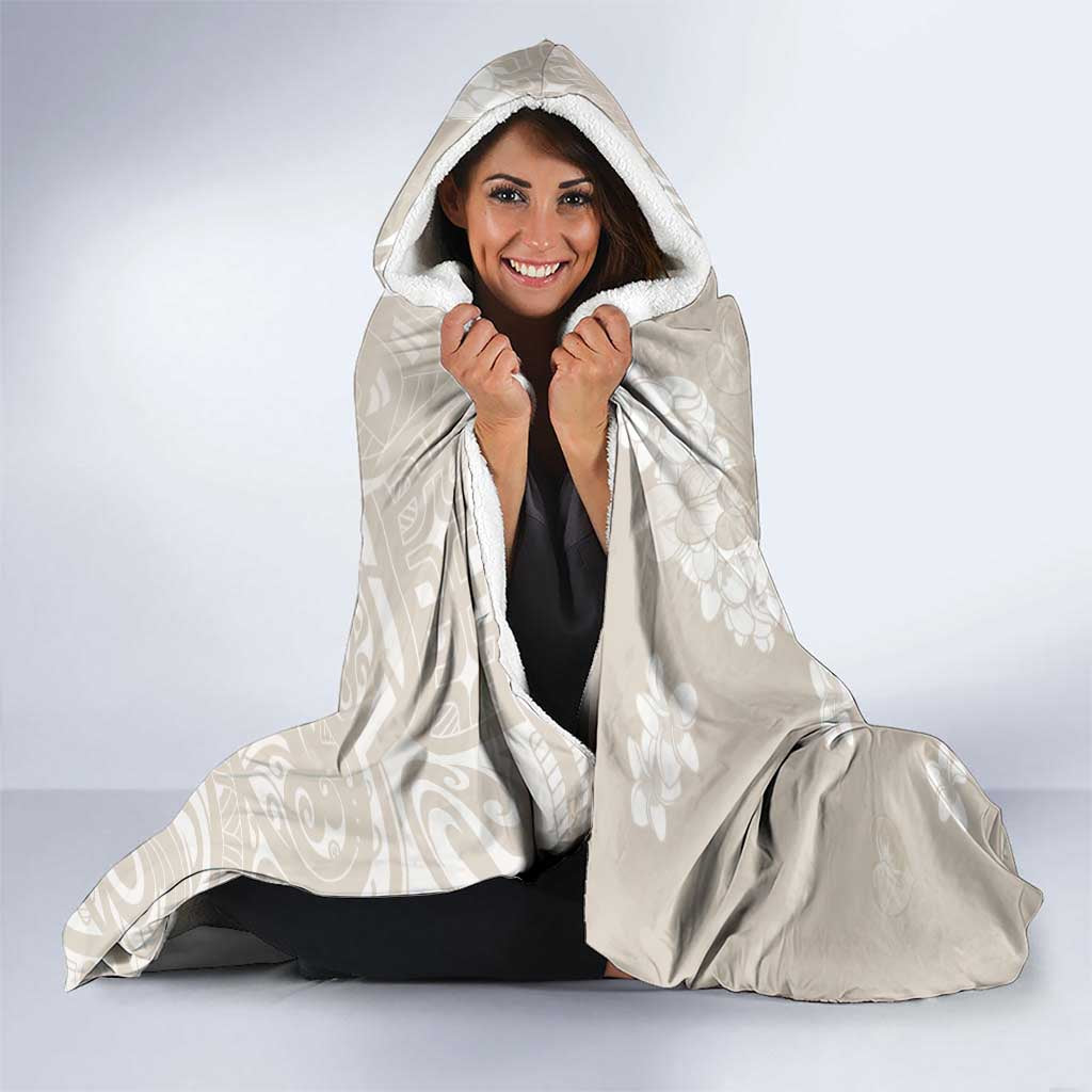 Suede Beige Hawaii Anthurium Plumeria Lei Hooded Blanket