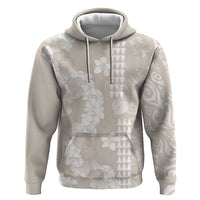 Suede Beige Hawaii Anthurium Plumeria Lei Hoodie
