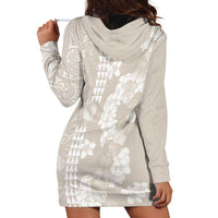 Suede Beige Hawaii Anthurium Plumeria Lei Hoodie Dress