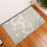 Suede Beige Hawaii Anthurium Plumeria Lei Rubber Doormat