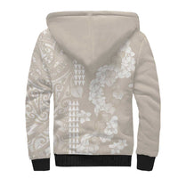 Suede Beige Hawaii Anthurium Plumeria Lei Sherpa Hoodie