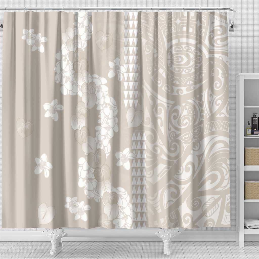 Suede Beige Hawaii Anthurium Plumeria Lei Shower Curtain