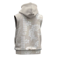 Suede Beige Hawaii Anthurium Plumeria Lei Sleeveless Hoodie