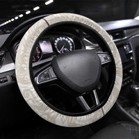 Suede Beige Hawaii Anthurium Plumeria Lei Steering Wheel Cover