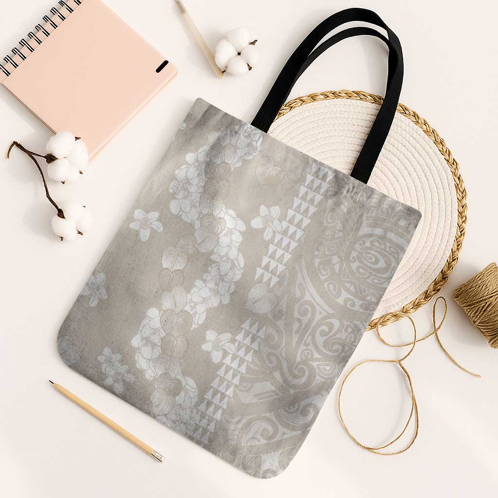 Suede Beige Hawaii Anthurium Plumeria Lei Tote Bag