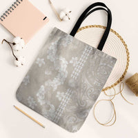 Suede Beige Hawaii Anthurium Plumeria Lei Tote Bag