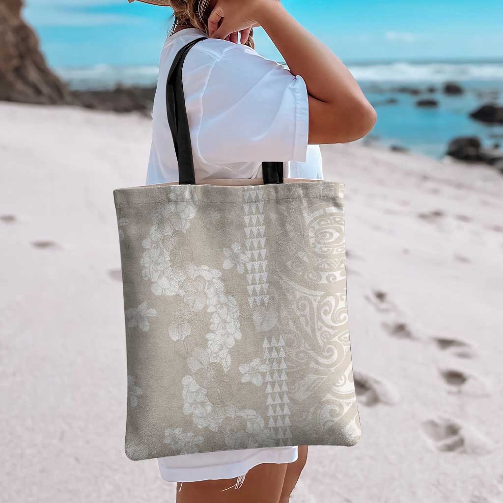 Suede Beige Hawaii Anthurium Plumeria Lei Tote Bag