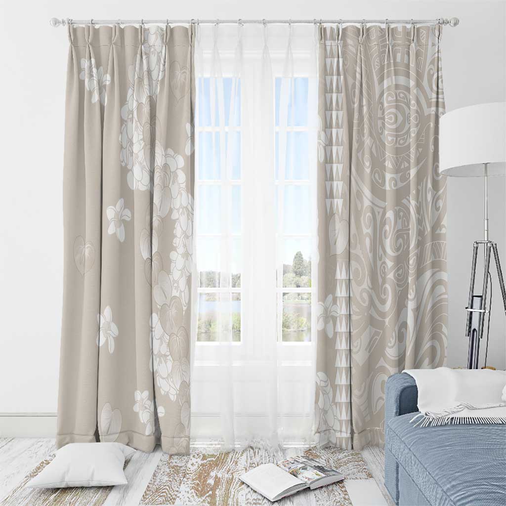 Suede Beige Hawaii Anthurium Plumeria Lei Window Curtain
