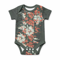 Hawaii Tartan With Hibiscus Baby Onesie Polynesian Pattern Vintage LT9 Blue - Polynesian Pride