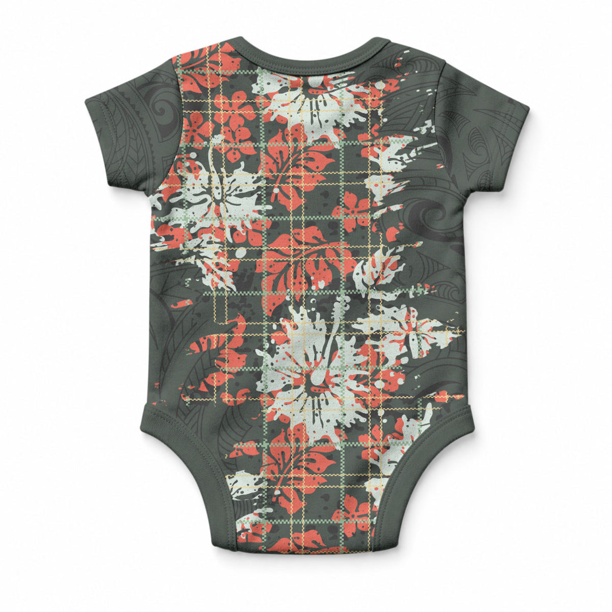 Hawaii Tartan With Hibiscus Baby Onesie Polynesian Pattern Vintage LT9 - Polynesian Pride
