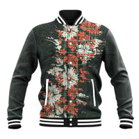 Hawaii Tartan With Hibiscus Baseball Jacket Polynesian Pattern Vintage