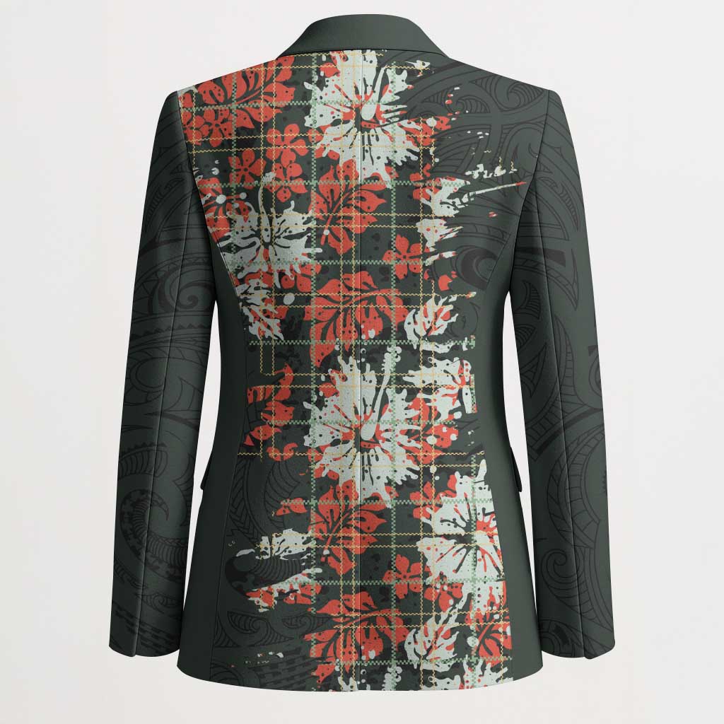 Hawaii Tartan With Hibiscus Blazer Polynesian Pattern Vintage