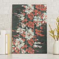 Hawaii Tartan With Hibiscus Canvas Wall Art Polynesian Pattern Vintage
