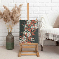 Hawaii Tartan With Hibiscus Canvas Wall Art Polynesian Pattern Vintage