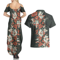 Hawaii Tartan With Hibiscus Couples Matching Summer Maxi Dress and Hawaiian Shirt Polynesian Pattern Vintage