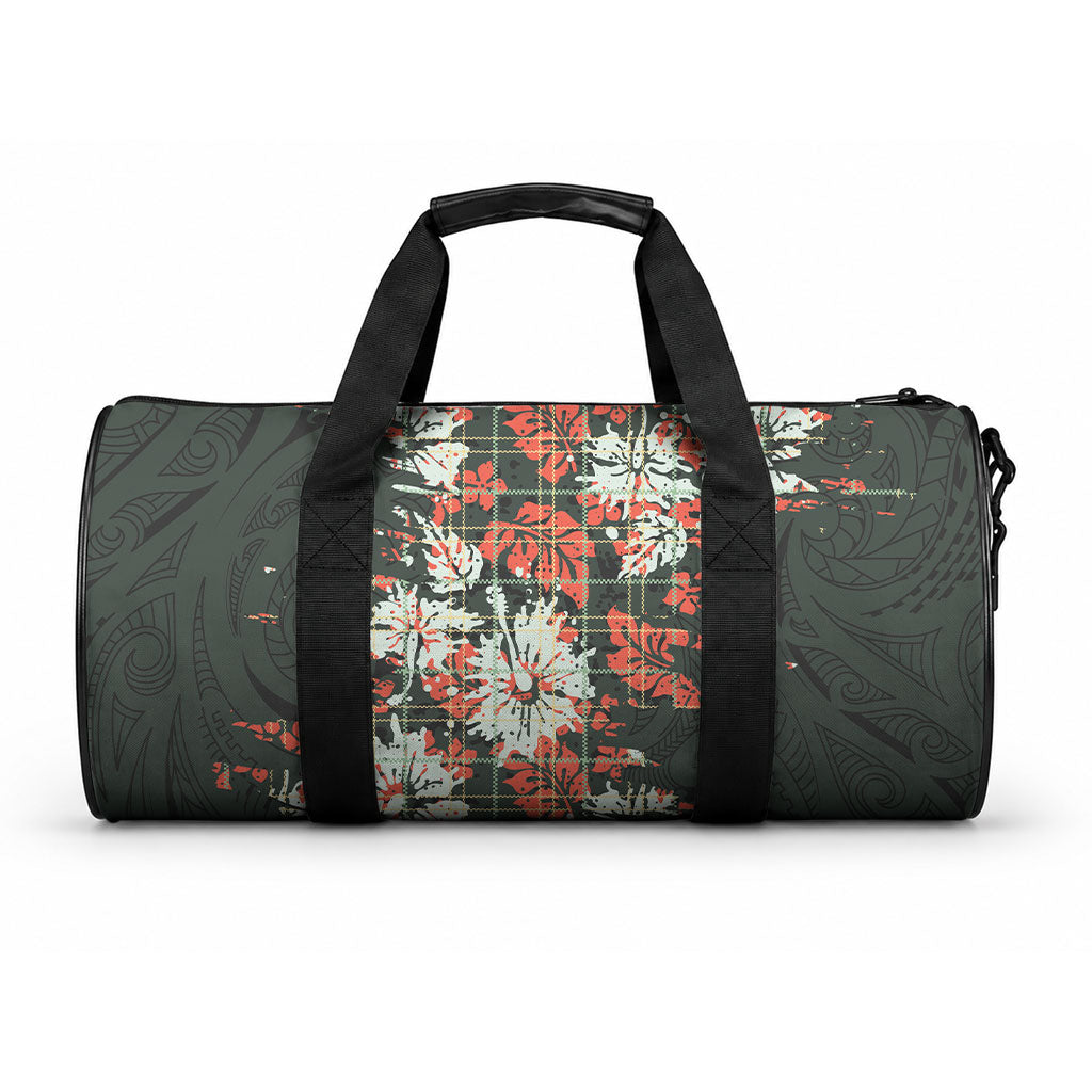 Hawaii Tartan With Hibiscus Duffle Bag Polynesian Pattern Vintage LT9 One size Blue - Polynesian Pride