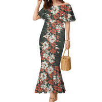 Hawaii Tartan With Hibiscus Family Matching Mermaid Dress and Hawaiian Shirt Polynesian Pattern Vintage