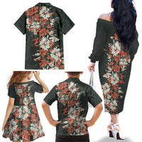 Hawaii Tartan With Hibiscus Family Matching Off The Shoulder Long Sleeve Dress and Hawaiian Shirt Polynesian Pattern Vintage LT9 - Polynesian Pride