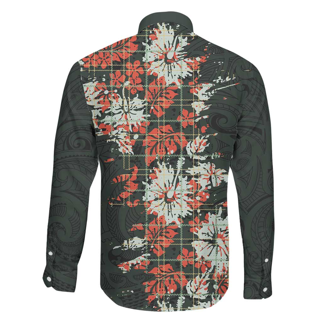 Hawaii Tartan With Hibiscus Family Matching Off The Shoulder Long Sleeve Dress and Hawaiian Shirt Polynesian Pattern Vintage LT9 - Polynesian Pride